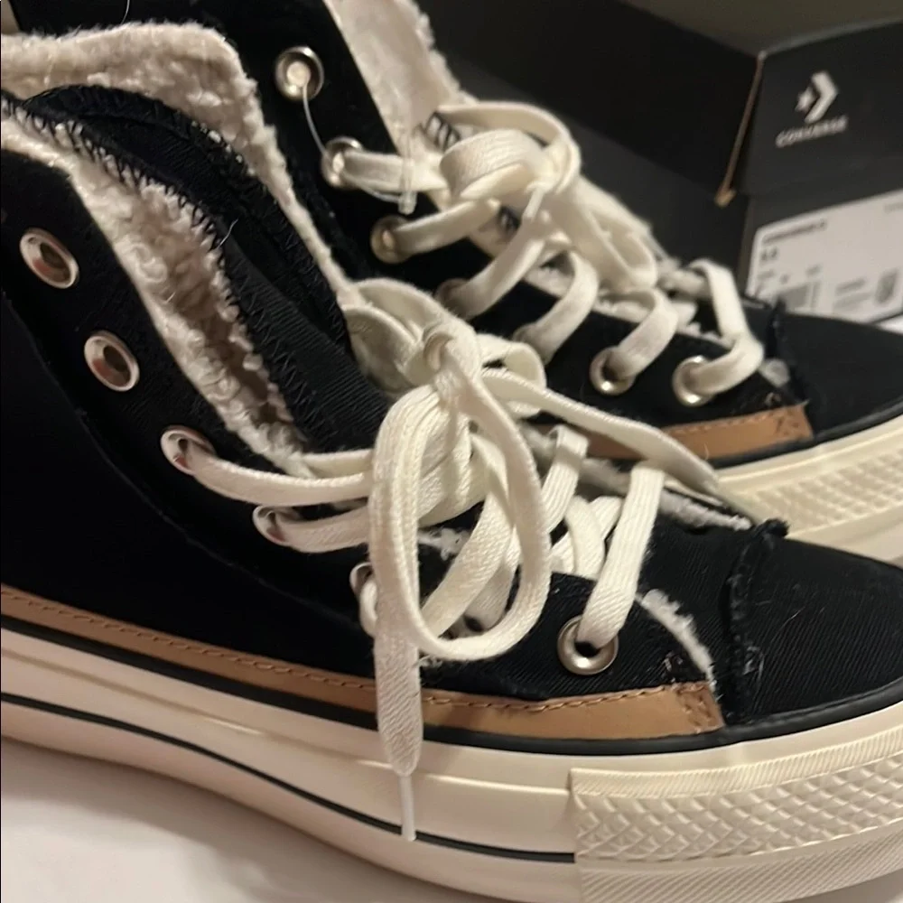 Converse All Star Platform Sneakers with Shearling Inside  Size 5.5 - Picture 3 of 10